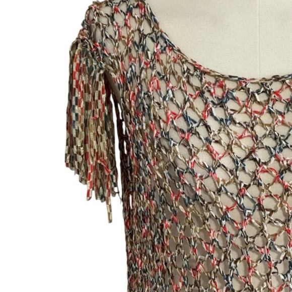 BCBG MAXAZRIA Multicolor Crochet Tunic Top Swim Coverup Swimsuit Size XL L 90’s - Picture 4 of 5